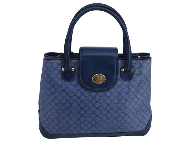Céline Borsa a mano in tela Macadam CELINE blu oro Auth 98298 D'oro - vista 13