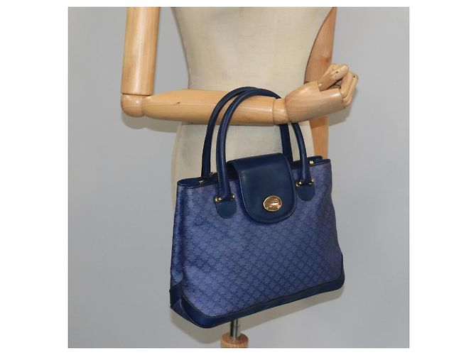 Céline Borsa a mano in tela Macadam CELINE blu oro Auth 98298 D'oro - vista 22