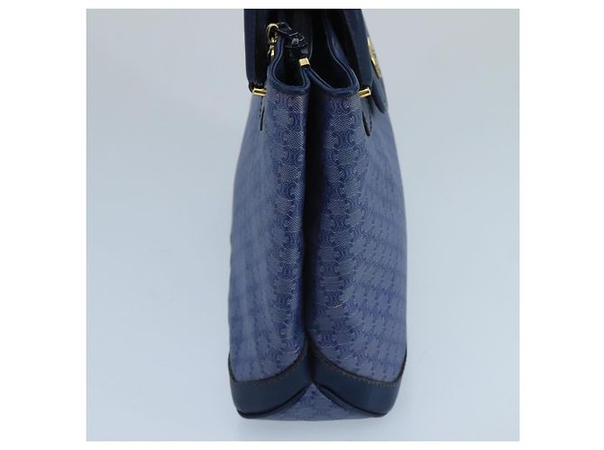 Céline Borsa a mano in tela Macadam CELINE blu oro Auth 98298 D'oro - vista 4