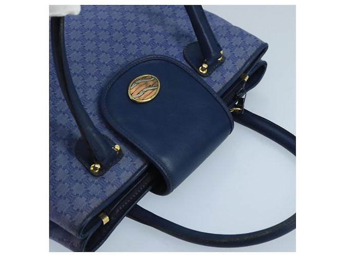 Céline Borsa a mano in tela Macadam CELINE blu oro Auth 98298 D'oro - vista 6