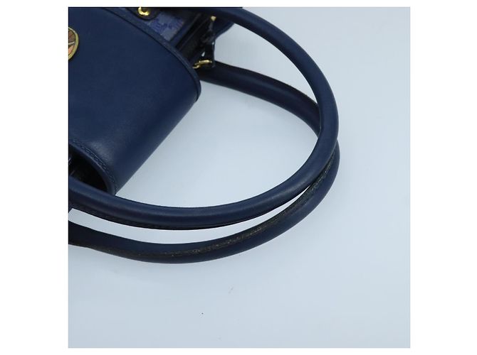 Céline Borsa a mano in tela Macadam CELINE blu oro Auth 98298 D'oro - vista 7