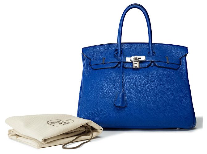 Hermès Borsa HERMES Birkin 35 in Pelle Blu - 102282 - vista 2