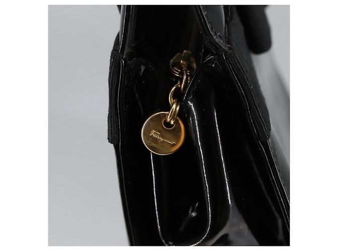 Borsa a Spalla Salvatore Ferragamo Smalto Nero Oro Auth bs19918 D'oro - vista 10