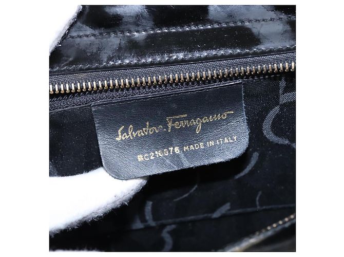 Borsa a Spalla Salvatore Ferragamo Smalto Nero Oro Auth bs19918 D'oro - vista 12