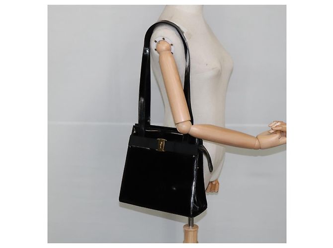 Borsa a Spalla Salvatore Ferragamo Smalto Nero Oro Auth bs19918 D'oro - vista 21