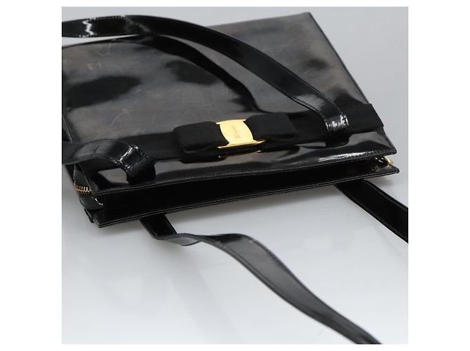 Borsa a Spalla Salvatore Ferragamo Smalto Nero Oro Auth bs19918 D'oro - vista 6
