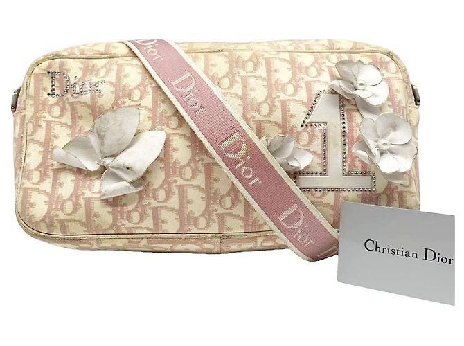 Borsa a Spalla Christian Dior Monogramma Rosa Fiori Strass Nylon - vista 2