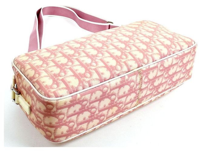 Borsa a spalla Christian Dior Monogram Rosa Nylon Bianco - vista 4