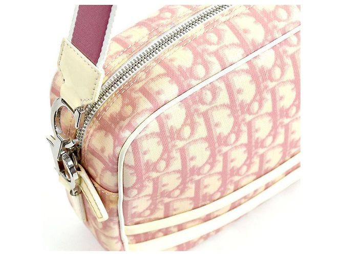 Borsa a spalla Christian Dior Monogram Rosa Nylon Bianco - vista 7