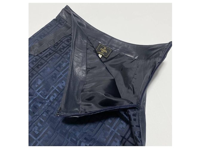 Fendi Monogramm Lederrock Marineblau - Ansicht 3