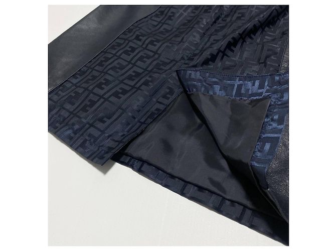 Fendi Monogramm Lederrock Marineblau - Ansicht 4