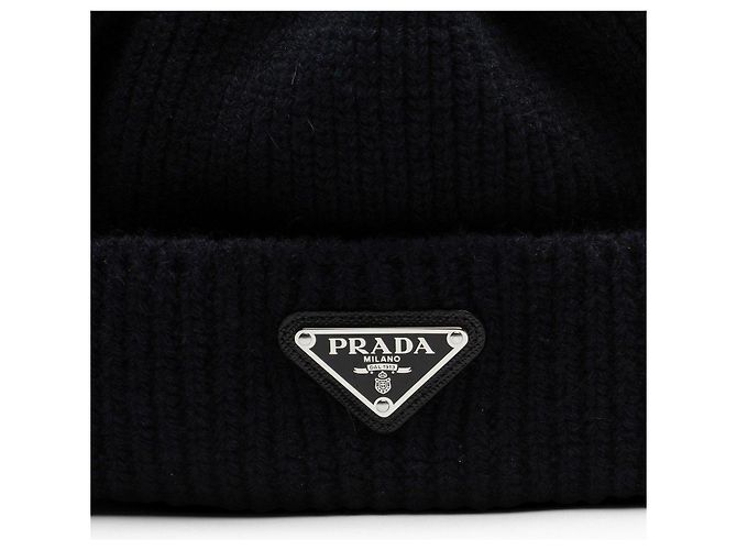 Berretto Prada Nero in Cashmere e Lana - vista 2