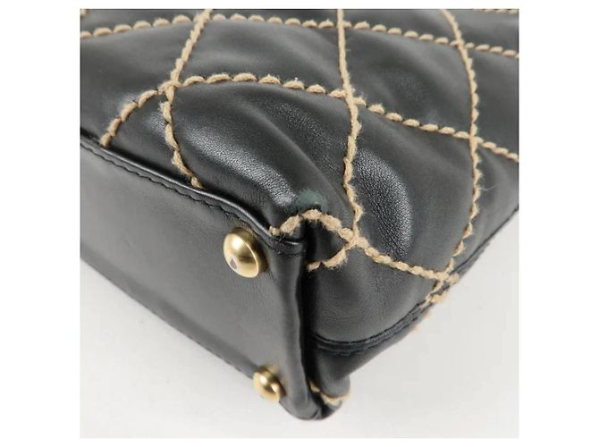 Wallet On Chain Borsa a mano Chanel Wild Stitch in pelle d'agnello nera Nero - vista 4