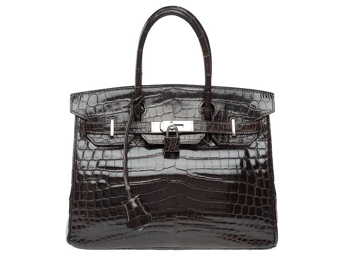 Hermès Sac HERMES Birkin 30 en Cuirs exotiques Gris - 102292 - vue 2