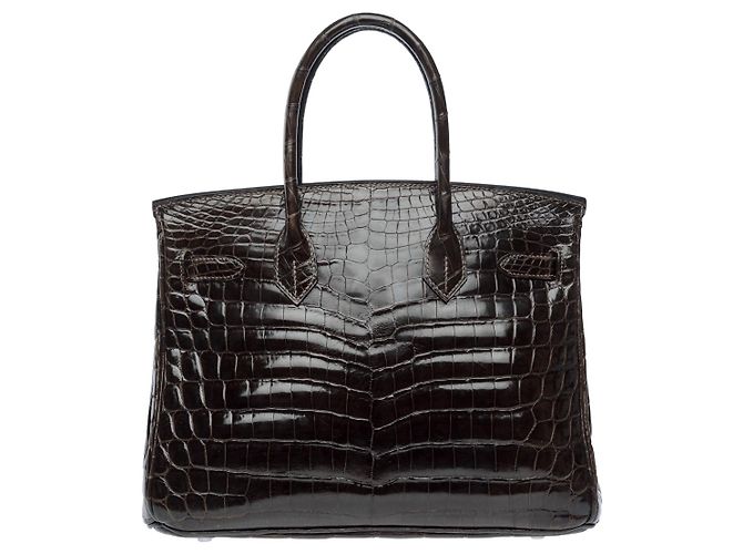 Hermès Sac HERMES Birkin 30 en Cuirs exotiques Gris - 102292 - vue 4
