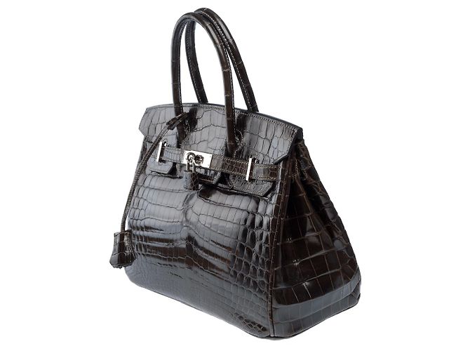 Hermès Sac HERMES Birkin 30 en Cuirs exotiques Gris - 102292 - vue 5