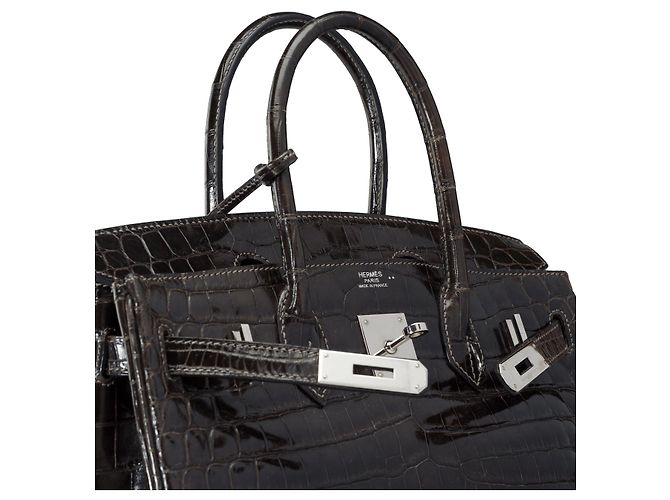 Hermès Sac HERMES Birkin 30 en Cuirs exotiques Gris - 102292 - vue 7