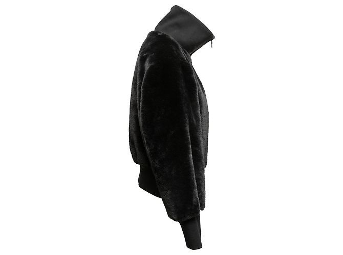 Schwarze Alice + Olivia Kunstfell Bomberjacke Größe US S - Ansicht 3