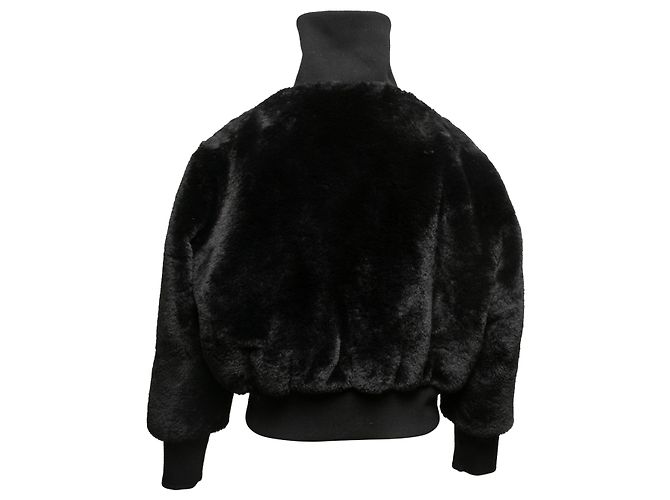 Schwarze Alice + Olivia Kunstfell Bomberjacke Größe US S - Ansicht 4