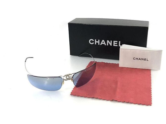 Occhiali da sole Chanel Blu e Argentati Pieghevoli Argento - vista 2