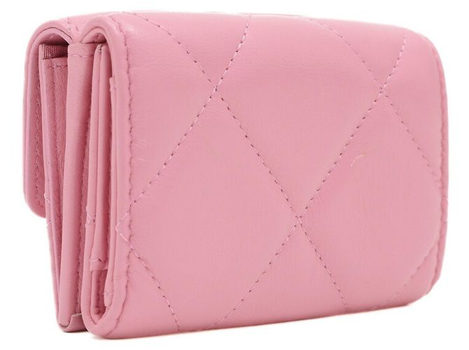 Chanel 19 Small Flap Geldbörse aus rosa Lammleder Pink - Ansicht 2