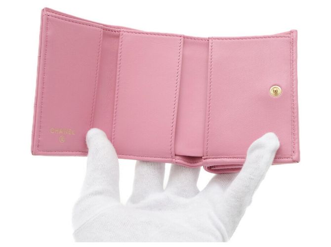 Chanel 19 Small Flap Geldbörse aus rosa Lammleder Pink - Ansicht 4