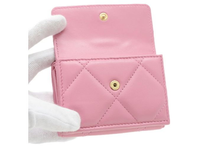 Chanel 19 Small Flap Geldbörse aus rosa Lammleder Pink - Ansicht 6
