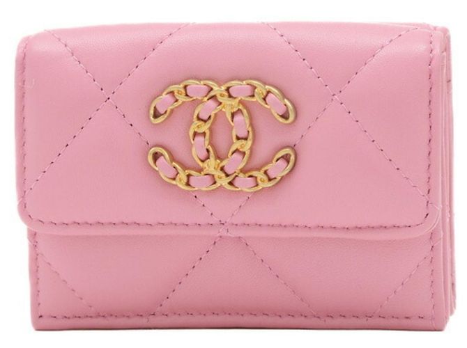 Chanel 19 Small Flap Geldbörse aus rosa Lammleder Pink - Ansicht 8