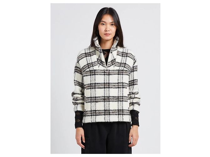 Iro Bika Checked Wool Blend Sweatshirt Jacket Beige Multiple colors - view 6