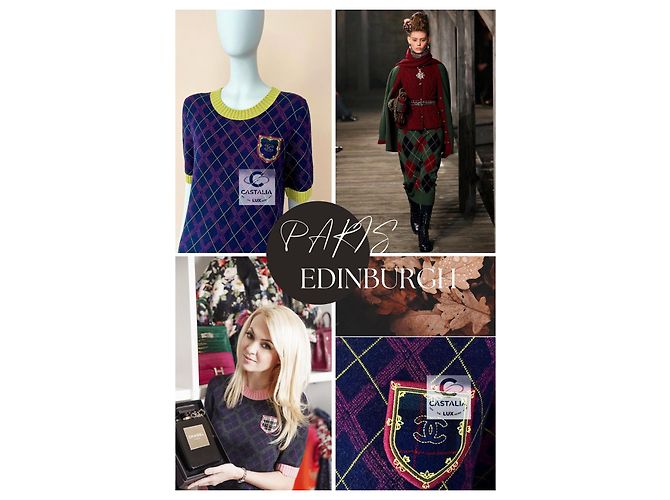 Chanel Neues CC-Logo-Patch Tartan Cashmere-Kleid - Ansicht 3