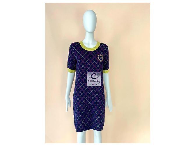Chanel Neues CC-Logo-Patch Tartan Cashmere-Kleid - Ansicht 4