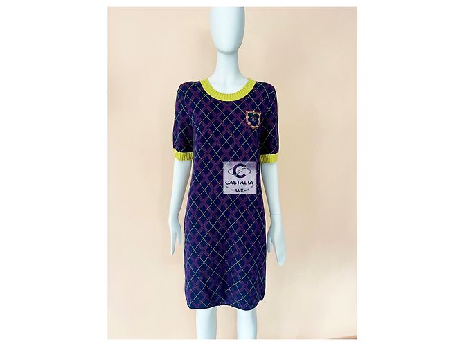 Chanel Neues CC-Logo-Patch Tartan Cashmere-Kleid - Ansicht 5