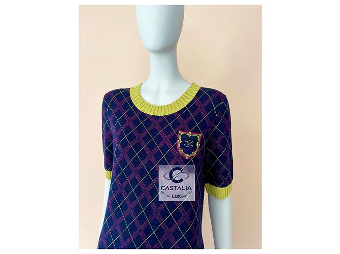 Chanel Neues CC-Logo-Patch Tartan Cashmere-Kleid - Ansicht 6