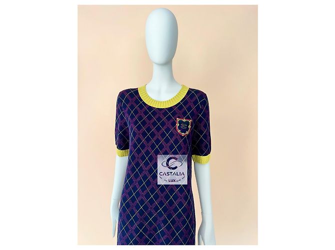 Chanel Neues CC-Logo-Patch Tartan Cashmere-Kleid - Ansicht 7