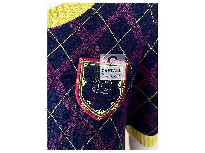 Chanel Neues CC-Logo-Patch Tartan Cashmere-Kleid - Ansicht 8