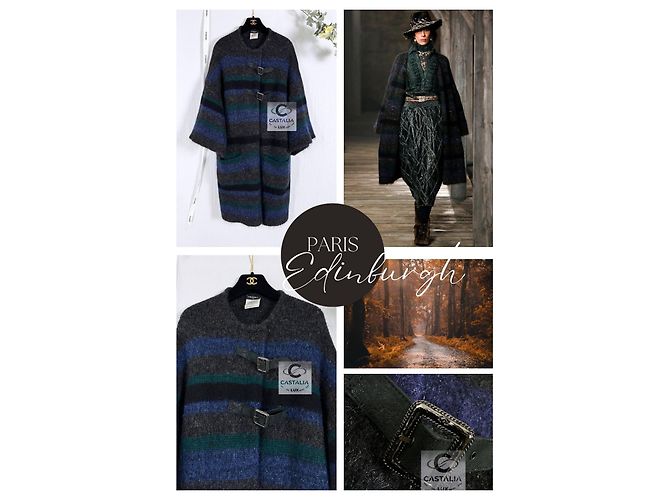 Chanel Abrigo de cachemira 8K$ Runway 38 FR Azul - vista 2