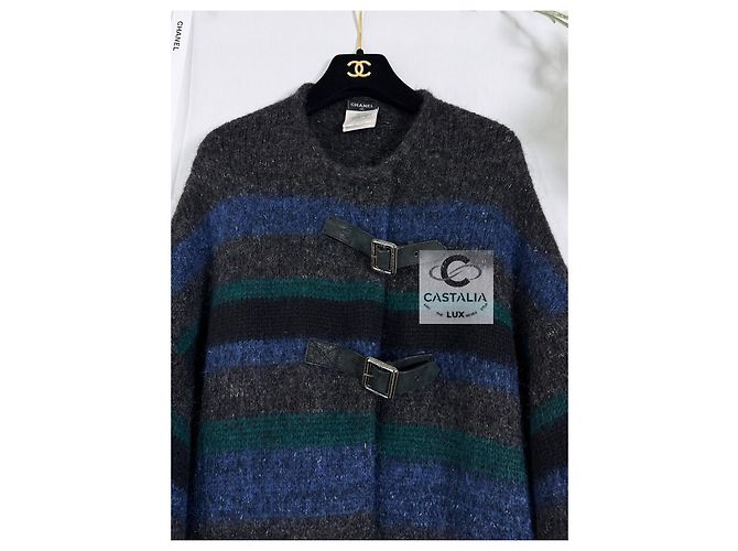 Chanel Abrigo de cachemira 8K$ Runway 38 FR Azul - vista 4