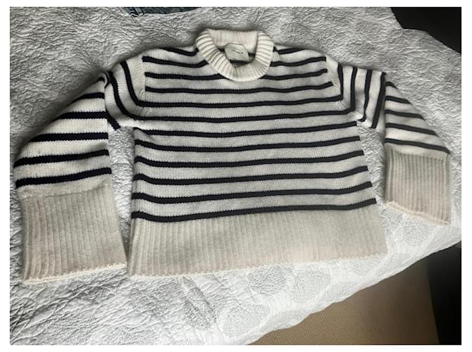 Autre Marque Lisa Yang Cashmere Pullover weiß gestreift Intarsia - Ansicht 2