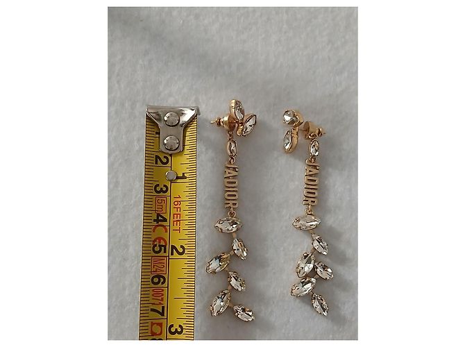 Orecchini Christian Dior in metallo dorato e cristalli D'oro - vista 2