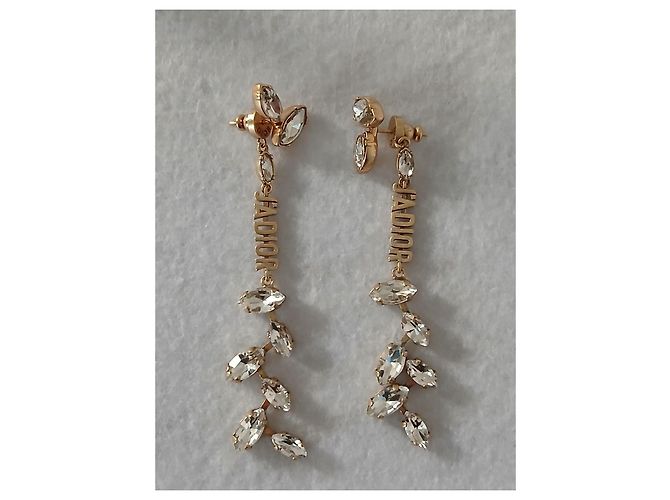 Orecchini Christian Dior in metallo dorato e cristalli D'oro - vista 5