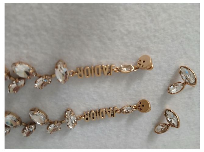 Orecchini Christian Dior in metallo dorato e cristalli D'oro - vista 6