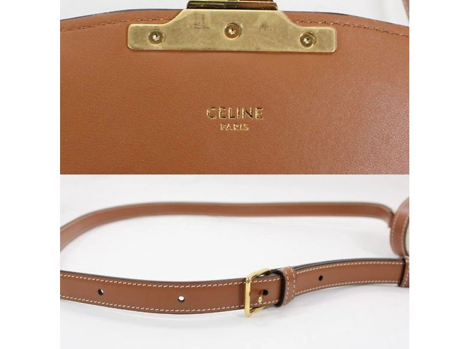 Céline Borsa a Spalla Celine Teen Triomphe Marrone Bianco - vista 10