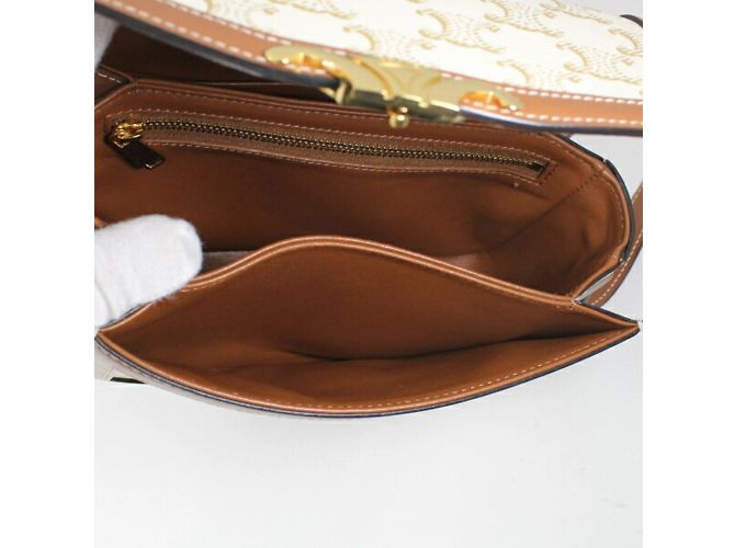 Céline Borsa a Spalla Celine Teen Triomphe Marrone Bianco - vista 14