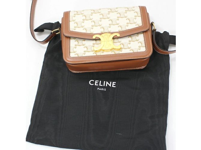 Céline Borsa a Spalla Celine Teen Triomphe Marrone Bianco - vista 15
