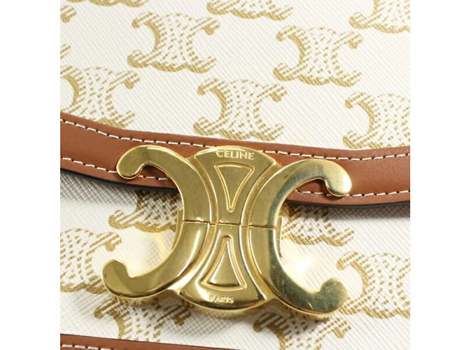 Céline Borsa a Spalla Celine Teen Triomphe Marrone Bianco - vista 5