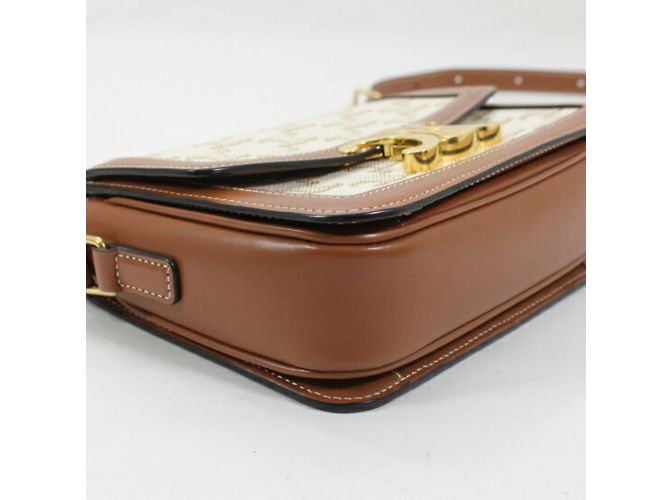 Céline Borsa a Spalla Celine Teen Triomphe Marrone Bianco - vista 6