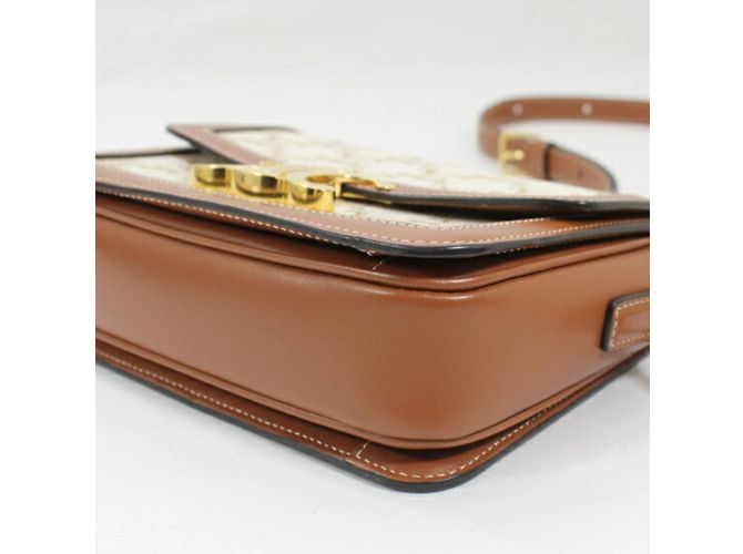 Céline Borsa a Spalla Celine Teen Triomphe Marrone Bianco - vista 7