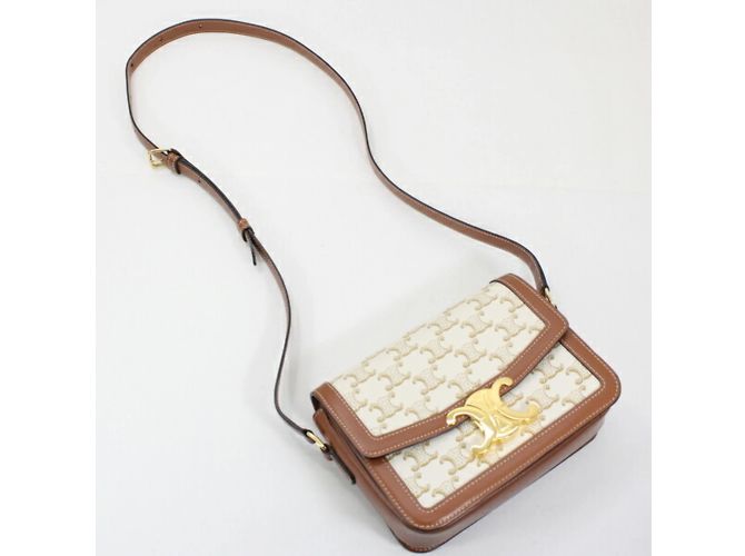 Céline Borsa a Spalla Celine Teen Triomphe Marrone Bianco - vista 8