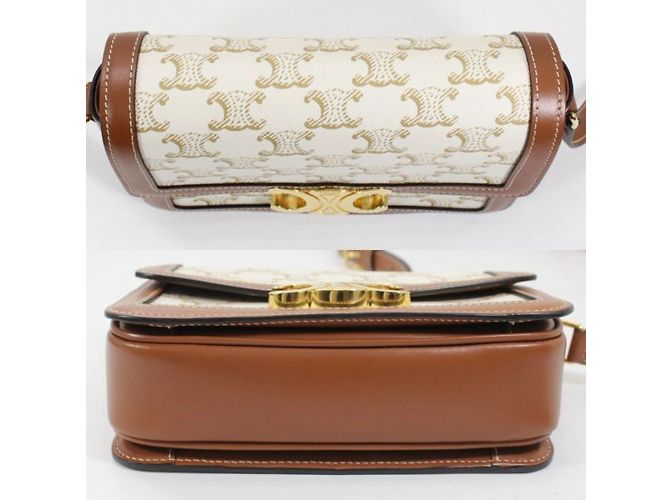 Céline Borsa a Spalla Celine Teen Triomphe Marrone Bianco - vista 9
