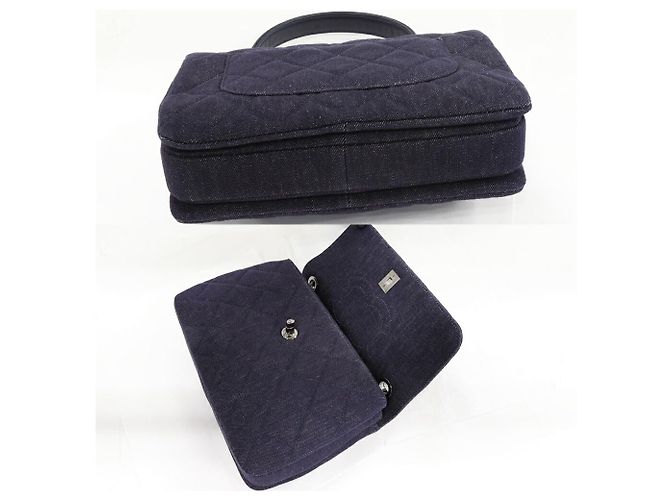 Chanel Denim Canvas Matelassé 2-Wege Tasche Blau - Ansicht 4